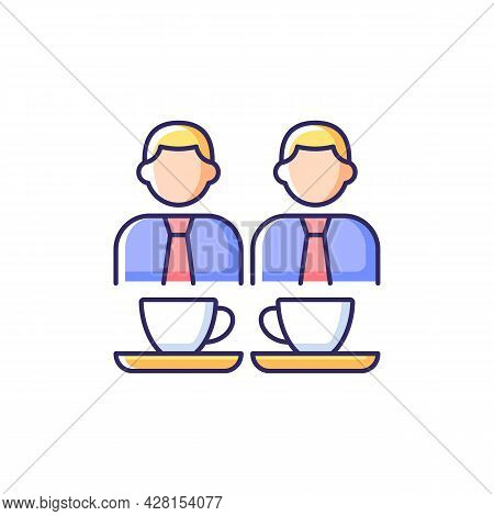Common Breaks Rgb Color Icon. Coworking During Coffee Break. Lunch Time Colleagues Conversation. Off