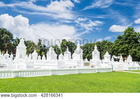 Suan Dok Temple, Wat Suan Dok (monastery) With Blue Sky In Chiang Mai, Thailand