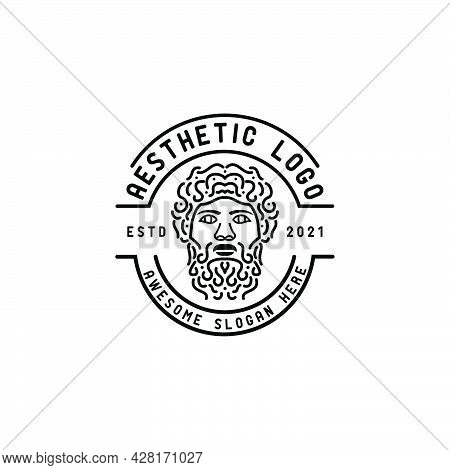 Ancient Greek God Icon Logo,line And Outline Logo Design,ancient Greek Philosopher God Statue  Drawi
