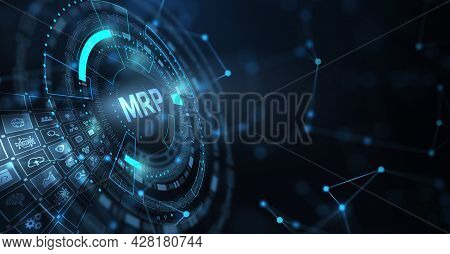 Mrp Material Requirement Planning Manufacturing Industry Business Process Automation. 3d Illustratio