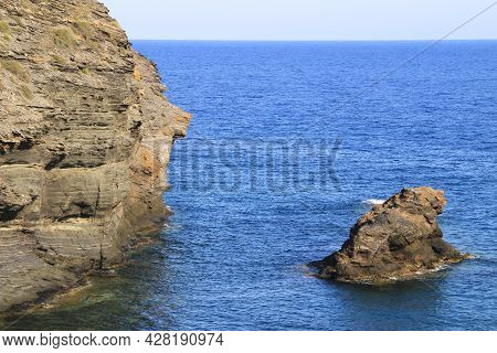 Beautiful Cala Del Barco Cove In Atamaria, Cartagena Province, Spain On A Sunny Day Of Summer