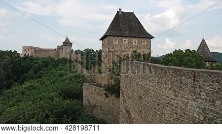 Ruins Of Helfstyn Castle In The Czech Republic. View Of The Tower At The Entrance To The Second Cour