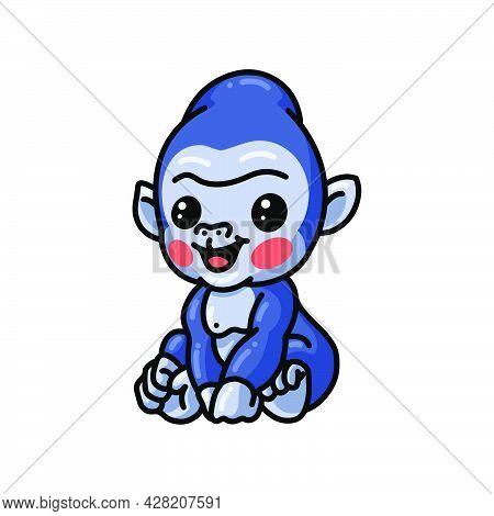 Vector Illustration Of Cute Baby Gorilla Cartoon Sitting