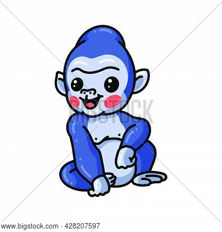 Vector Illustration Of Cute Baby Gorilla Cartoon Sitting