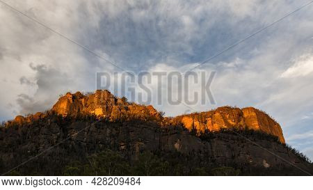 Alpine Glow On Mountain Tops At Newnes