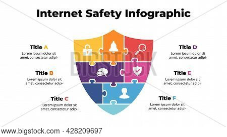 Creative Vector Protection Puzzle Infographic. Abstract Shield Diagram. 4 Steps, Options, Parts. Int