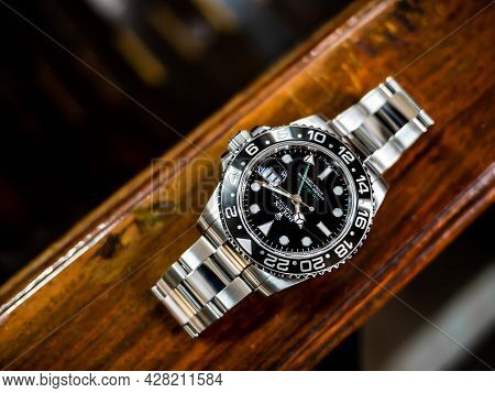 Bangkok, Thailand - 11 March 2019 : Rolex Gmt Master 2 Is A Popular Sport Model Of Rolex Watch.it Is