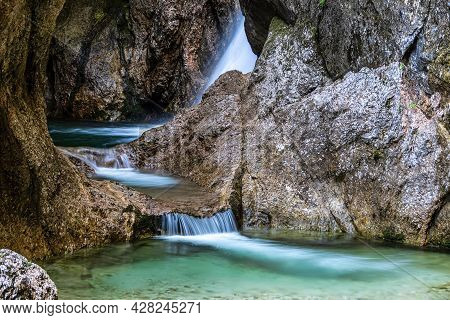 The Wild-romantic Almbachklamm In The Berchtesgaden Land Is A Popular Excursion Destination For Many