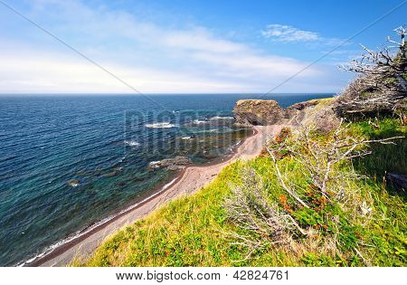 Forrevne kyst Beach i Newfoundland