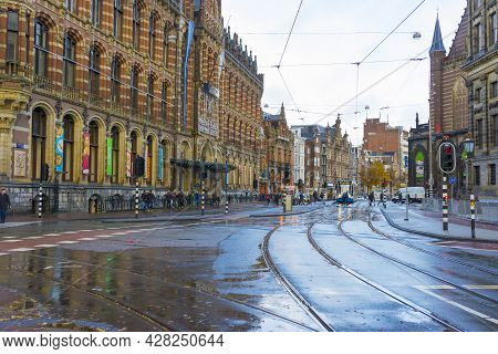Amsterdam, Netherlands - Nov 29, 2019 : Beautiful Architecture Of Magna Plaza Shopping Center, The F
