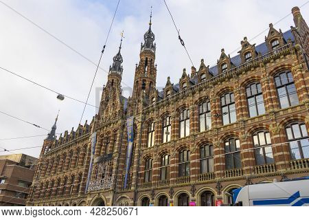 Amsterdam, Netherlands - Nov 29, 2019 : Beautiful Architecture Of Magna Plaza Shopping Center, The F