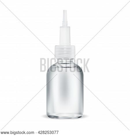 Skin Serum Acid Bottle. Beauty Collagen Face Care Essence. Hyaluronic Acid Container With Droplet. C