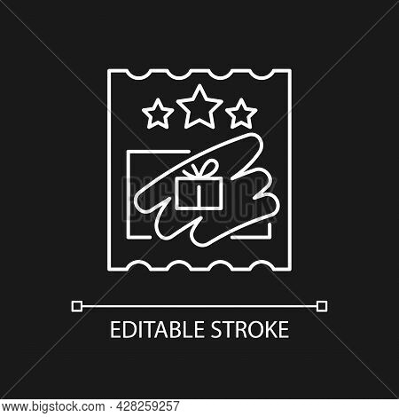 Scratch Cards White Linear Icon For Dark Theme. Scratching Off Covering For Prize Reveal. Thin Line 