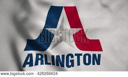 Flag Of Arlington, City Of Texas, United States Of America. 3d Rendering