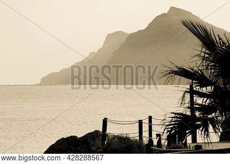 Beautiful Coast And Mountains Landscape View From Lastre Beach In Cartagena Province, Spain