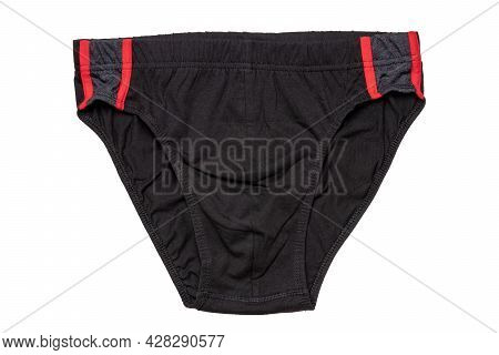 Underware Isolated. Close-up Of A Single Black Male Underware Or Underpant Isolated On A White Backg