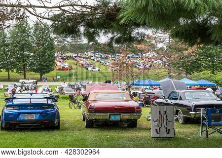 Pittsburgh, Pennsylvania, Usa July 24, 2021 Cars On Display At The Pittsburgh Vintage Grand Prix Car