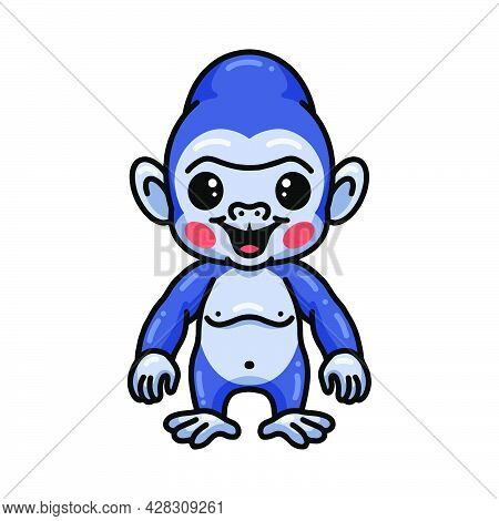 Vector Illustration Of Cute Baby Gorilla Cartoon Standing