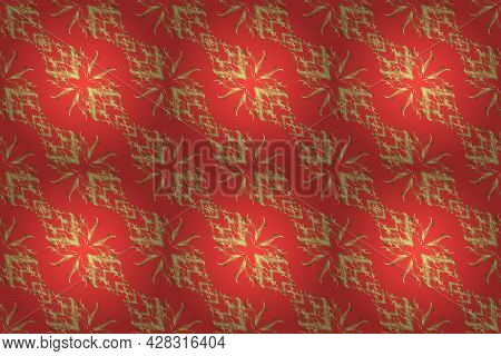 Gold Wallpaper On Texture Background.damask Pattern Repeating Background. Golden Element On Neutral,