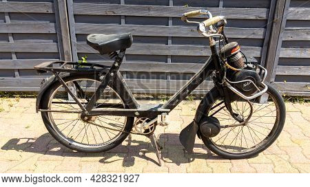 Bordeaux , Aquitaine France - 07 25 2021 : Solex Brand Moped In French Street Velosolex Ancient Old