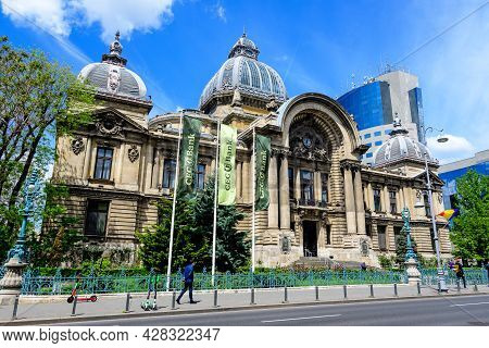 Bucharest, Romania - 6 May 2021: Cec Palace (palatul Cec), The Palace Of The Savings Bank In The His