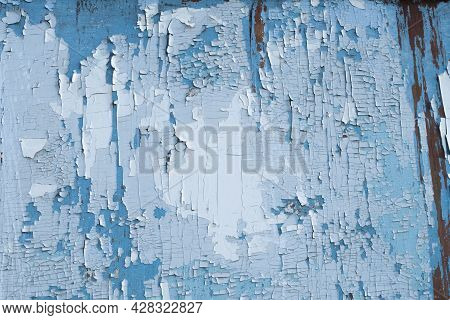 Old Weathered Blue Grunge Rustic Wood Panels. Wooden Aged Textures Planks Stock Photo