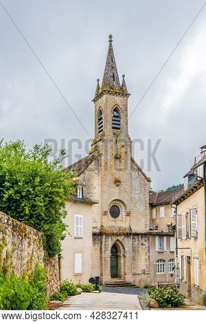 View At The Church In The Streets Of Argentat Town In France
