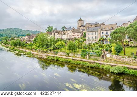 View At The Argentat Town On The Bank Of Dordogne River In France