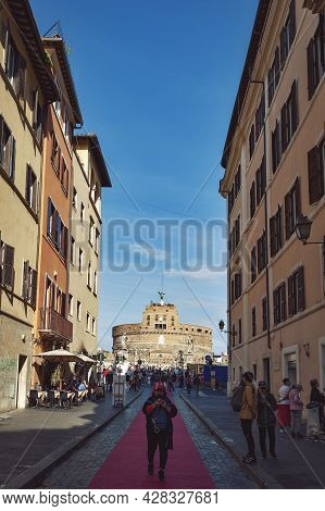 Rome, Italy - October 2019: Castel Sant'angelo (castle Of The Holy Angel) Or The Mausoleum Of Hadria