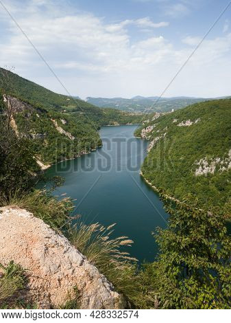 Bocac Artificial Lake In The Canyon Of The River Vrbas Between The Manjaca And Cemernica Mountains I