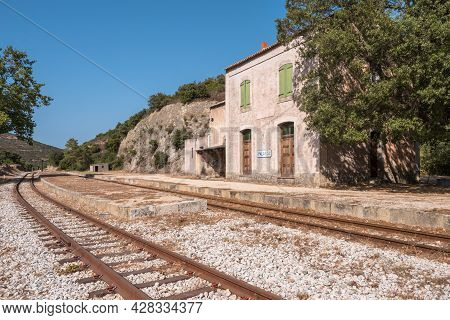 The Old Train Station In The Village Of Palasca In The Balagne Region Of Corsica