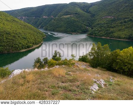Bocac Artificial Lake In The Canyon Of The River Vrbas Between The Manjaca And Cemernica Mountains I