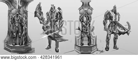 2d Digital Illustration Character Design Concept Of Fantasy Soldier Warrior Ranger Type Full Figure 