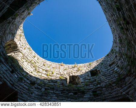 View Of The Sky From The Donjon Tower On The Medieval Ottoman Fortress Srebrenik