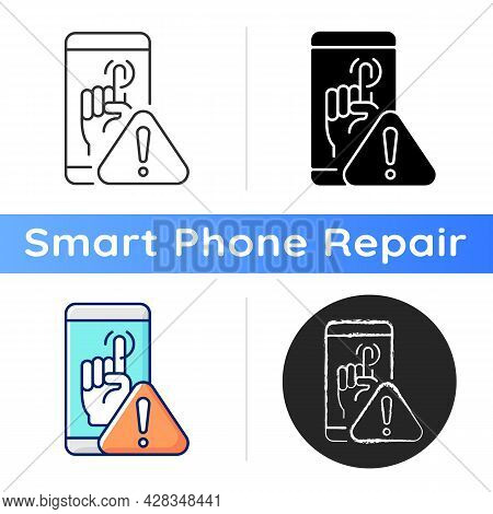 Touch Display Not Working Icon. Touchscreen And Buttons Unresponsive Issue. Display Not Response Pro