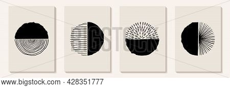 Creative Minimalist Hand Painted Abstract Art Background With Blackand White Stain And Hand Drawn Do
