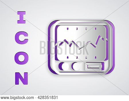 Paper Cut Electrical Measuring Instrument Icon Isolated On Grey Background. Analog Devices. Measurin