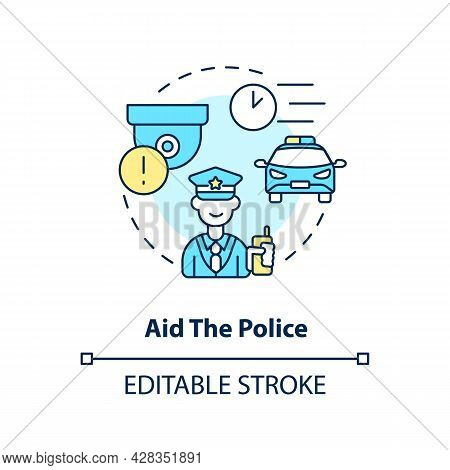 Aid The Police Concept Icon. Professionally-installed Security Cameras For Incident Proof Abstract I