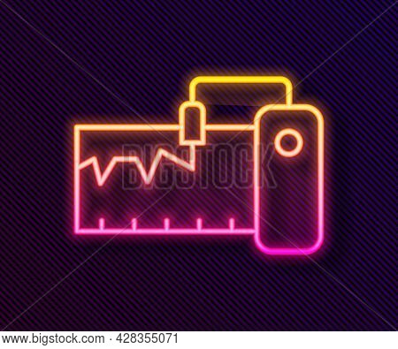 Glowing Neon Line Electrical Measuring Instrument Icon Isolated On Black Background. Analog Devices.