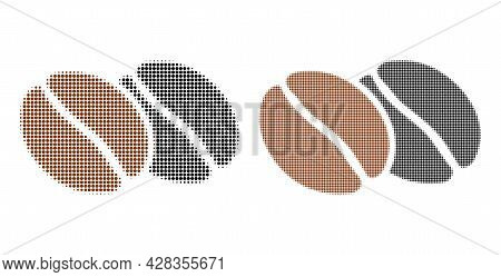 Dot Halftone Coffee Beans Icon. Vector Halftone Mosaic Of Coffee Beans Icon Designed From Round Elem