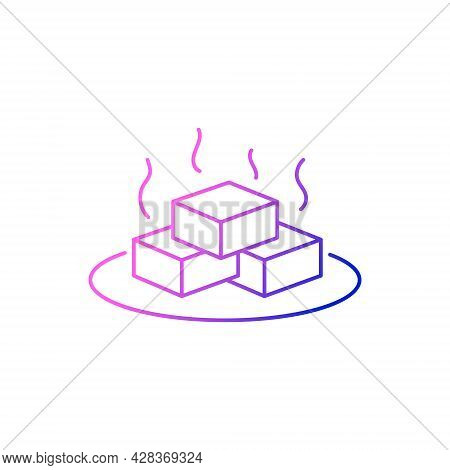Aromatic Tofu Cheese On A Plate Outline Icon. Taiwanese Traditional Food. Purple Gradient Symbol. Is