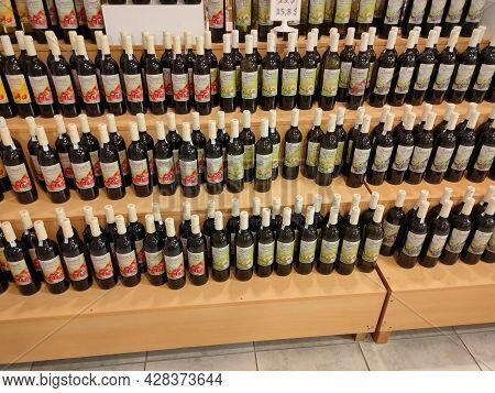 Antalya, Turkey - May 11, 2021: Organic Carob Syrup Pomegranate - Products Sold In Shop At Antalya