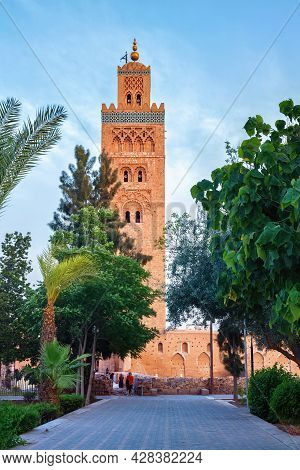 Marrakesh, Morocco - June 03, 2017: Koutoubia Mosque In The Medina Quarter Of Marrakesh, Morocco. It