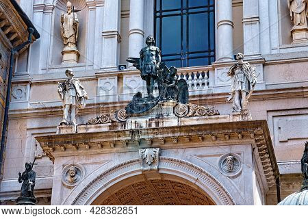 Bronze Sculpture Of Saint Alexander (patron Of The Bergamo City) On The Roman Catholic Bergamo Cathe