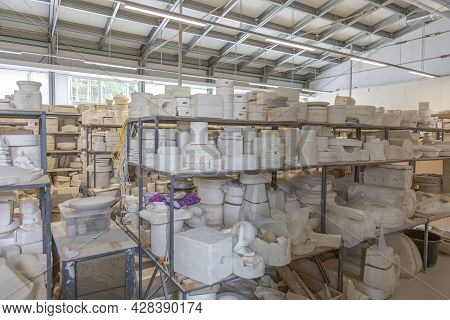 Inside The Workshop Of A Faience Manufacturing Company. Konakovo, Russia