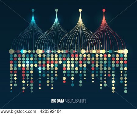 Big Data Visualization. Information Analytics Concept. Abstract Stream Information With Ball Array A