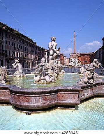 Fontana del Moro, Řím, Itálie.