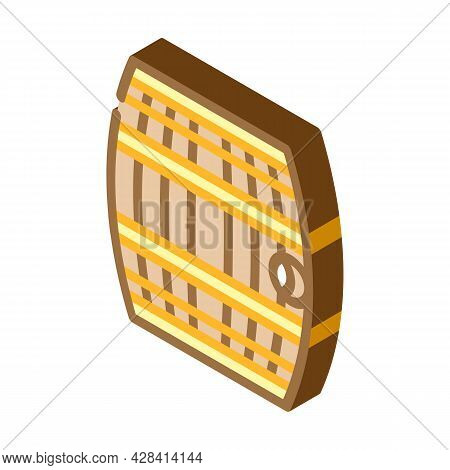 Barrel With Gunpowder Or Rum Isometric Icon Vector. Barrel With Gunpowder Or Rum Sign. Isolated Symb