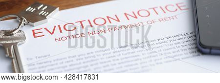 Document On Eviction From Housing For Non-payment Lies On Table With Keys