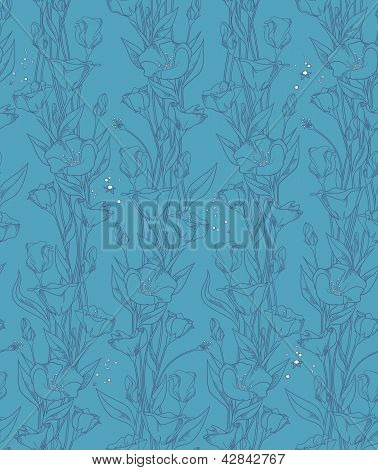 พื้นหลังลายดอกไม้สีน้ำเงิน